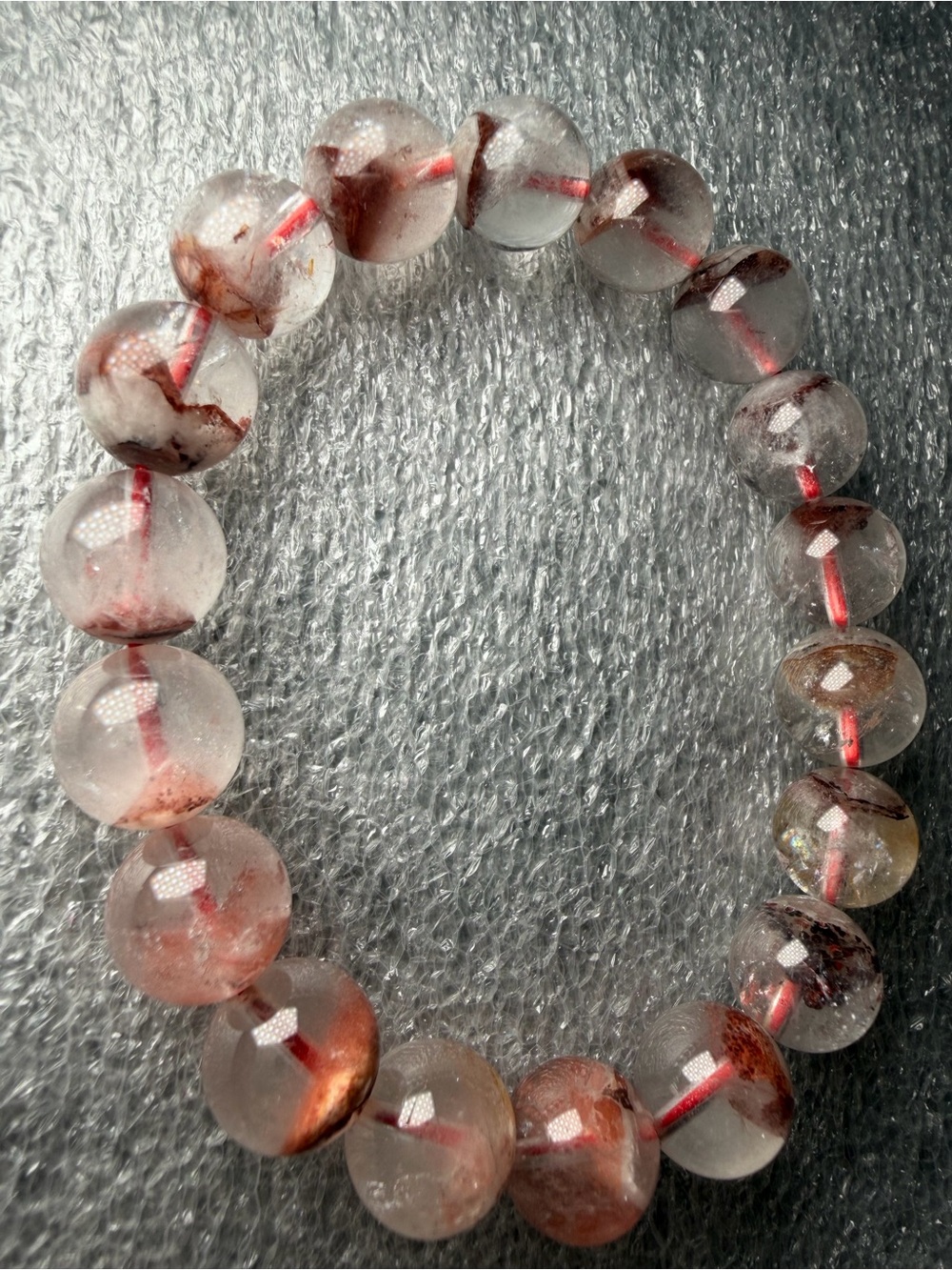 Gorgeous 11MM Red Phantom Natural Crystal Bracelet